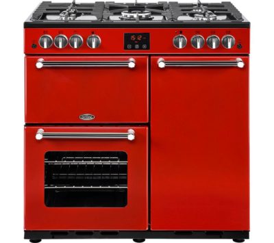 BELLING  Kensington 90G Gas Range Cooker - Red & Chrome